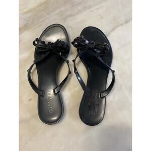 Valentino Womens Black Jelly Rockstud Bow Flip Flop Sandals sz 38 us 7.5